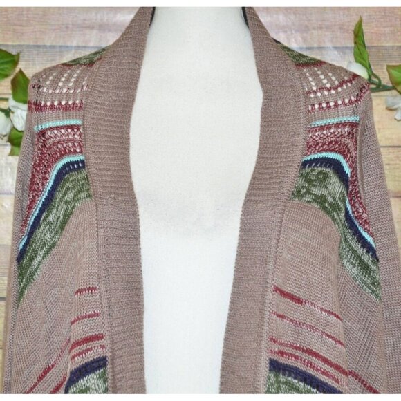 NWT Umgee Open Front Boho Fringe Cardigan Sweater Size M Fringe Long Sleeve Neut - Picture 2 of 12